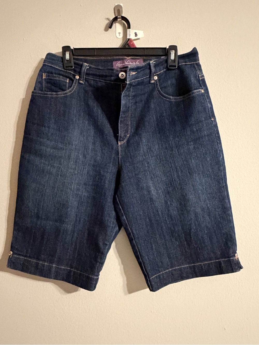 Gloria Vanderbilt Deep Indigo Denim Amanda Bermuda High Waist Shorts (8)
